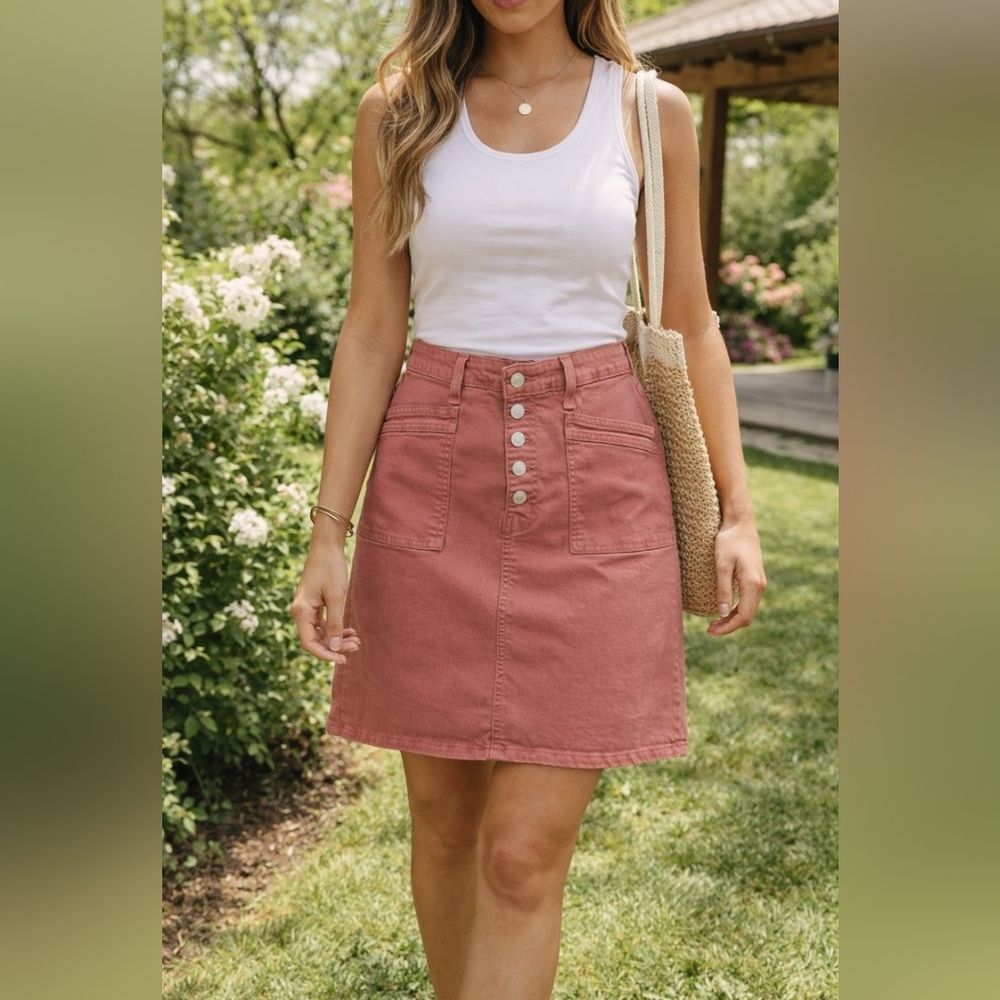 Flying Monkey Mauve Button-Front Pencil Skirt Sz 29